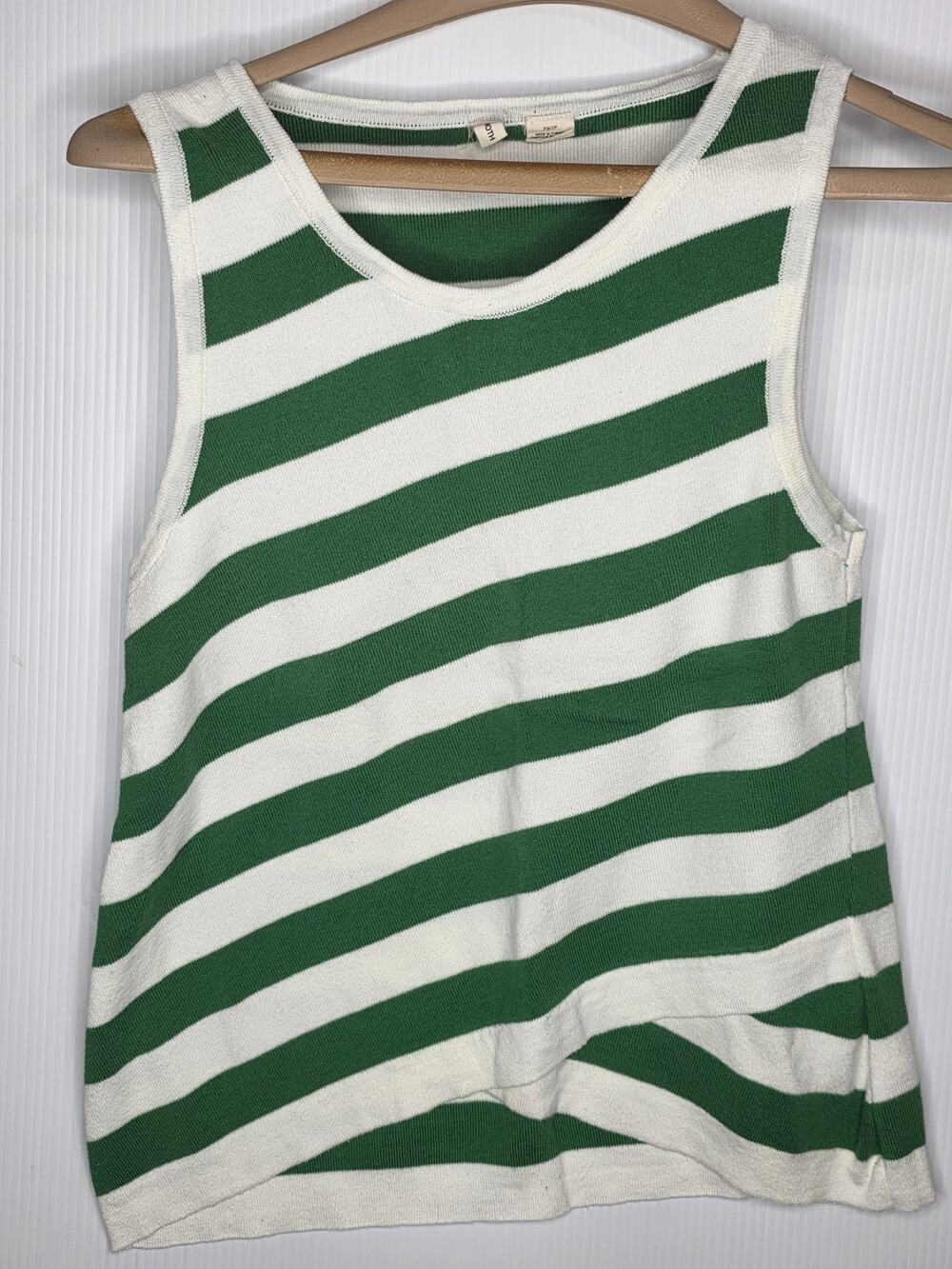 Moth Anthropologie Green White Striped Knit Tank Top Size XS Coastal Preppy